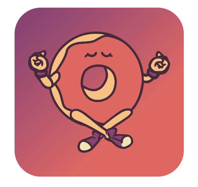Logo donut panic, un donut qui médite et semble en lévitation