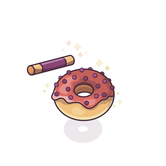 Illustration d'une baguette magique qui rend un donut étincellant